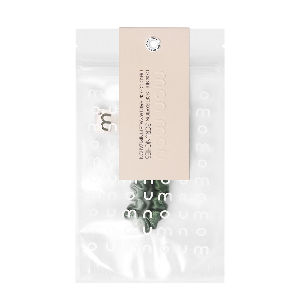 MON MOU Silk Slim Scrunchie Olive - Тонка шовкова резинка (оливкова) - фото №1 MON MOU Silk Slim Scrunchie Olive - Тонка шовкова резинка (оливкова) - фото №1